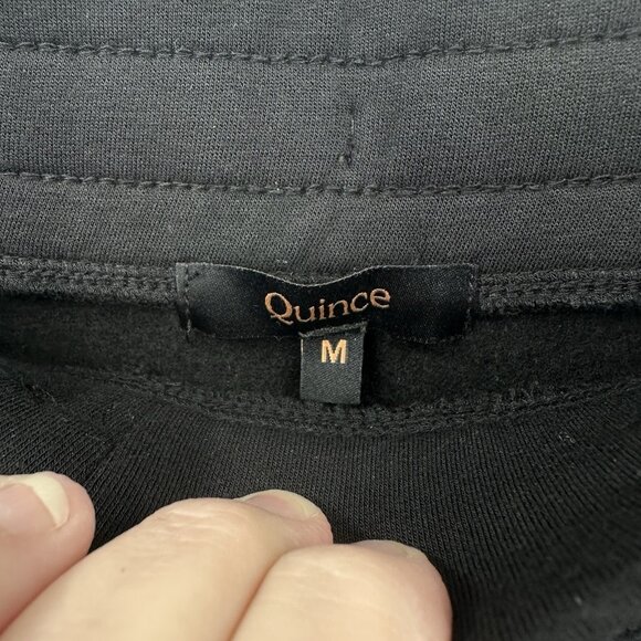 QUINCE wide leg pants cropped super soft drawstring fleece tencel black M - Picture 8 of 10